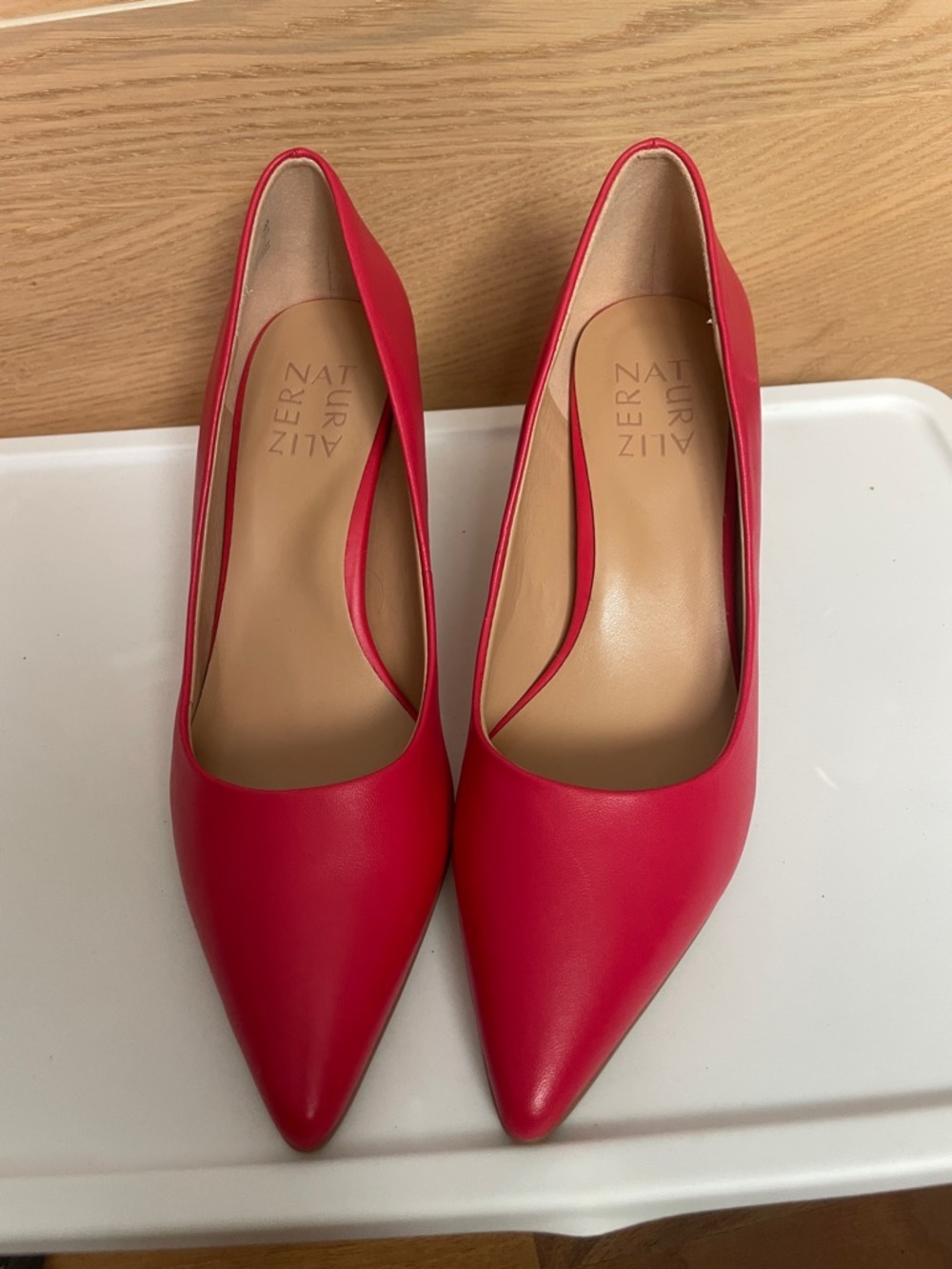 Naturalizer Red Pointed-Toe Leather Pumps